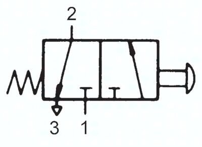 Zawór do montażu tablicowego 3/2 M5, otwór 30 mm, przycisk grzybkowy czerwony