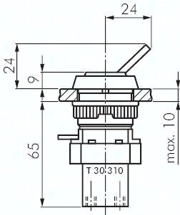 Zawór do montażu tablicowego 3/2 M5, otwór 30 mm), przełącznik z dźwignią