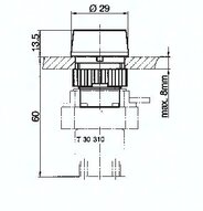 Zawór do montażu tablicowego 3/2 M5, otwór 22 mm, przycisk kryty żółty