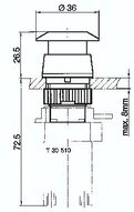 Zawór do montażu tablicowego 5/2 M5, otwór 22 mm, przycisk grzybkowy czerwony
