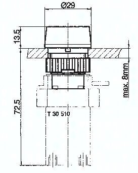 Zawór do montażu tablicowego 5/2 M5, otwór 22 mm, przycisk kryty niebieski