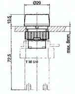 Zawór do montażu tablicowego 5/2 M5, otwór 22 mm, przycisk kryty niebieski