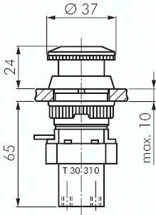 Zawór do montażu tablicowego 3/2 M5, otwór 30 mm, przycisk stop awaryjny