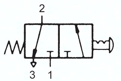 Zawór do montażu tablicowego 3/2 M5, otwór 30 mm, przycisk stop awaryjny