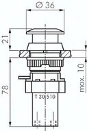 Zawór do montażu tablicowego 5/2 M5, otwór 30 mm, przycisk grzybkowy czerwony