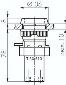 Zawór do montażu tablicowego 5/2 M5, otwór 30 mm, przycisk kryty czerwony