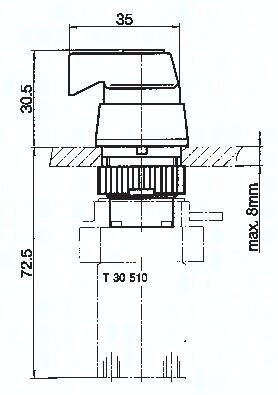 Zawór do montażu tablicowego 5/2 M5, otwór 22 mm, przełącznik pokrętny