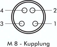 Komplet kabla ze złączem M 8 (4-biegunowy), 2 m
