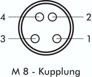 Komplet kabla ze złączem M 8 (4-biegunowy), 2 m