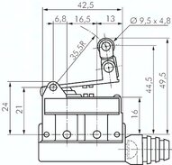 Miniaturowy przełącznik podrzedny, krótka dźwignia rolkowa jednorazowa - Omron