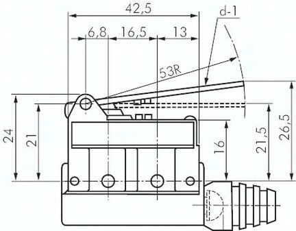 Miniaturowy przełącznik podrzedny, krótka dźwignia - Omron