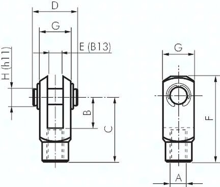 Końcówka widełkowa ze sworzniem M12x1,25, stal ocynkowana