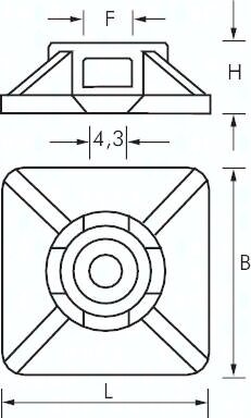 Podstawa do opasek elektrycznych 4,8mm, 26,5x26,5x4,3mm