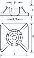 Podstawa do opasek elektrycznych 4,8mm, 26,5x26,5x4,3mm