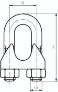 Zacisk liny stalowej, do liny 6,0mm, M 5, B=13, 1.4436