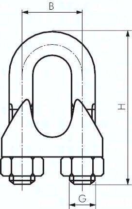 Zacisk liny stalowej, do liny 10,0mm, M8, B=20, 1.4436