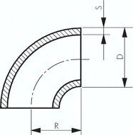 Kolano hamburskie 3S, 76,1x2,9mm, DIN 2605, stal P235GH-TC1