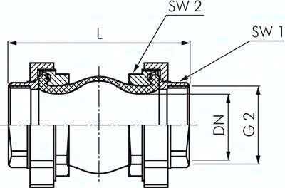 Kompensator, DN40, G 1 1/2" (gwint wew.), EPDM