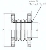 Kompensator kołnierzowy, DN65/PN16, stal nierdzewna