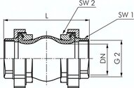 Kompensator, DN40, G 1 1/2" (gwint wew.), NBR