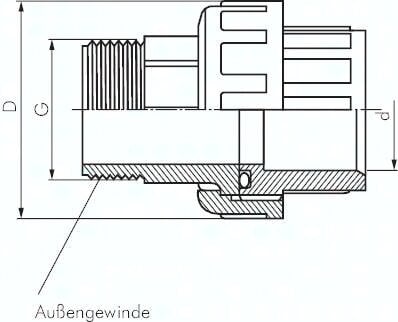 Śrubunek klejony, PVCU/ EPDM, 50mm x R 1 1/2"(GZ)