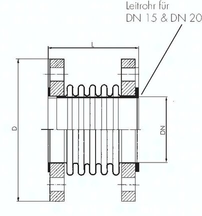 Kompensator kołnierzowy, DN250/PN10, stal nierdzewna