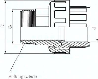 Śrubunek klejony, PVCU/ FPM, 16mm x R 3/8"(GZ)
