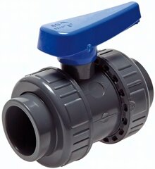 Zawór kulowy klejony, PVCU/EPDM, 16mm, wersja do wody