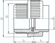 Śrubunek klejony, PVCU/EPDM, 16mm, wersja do wody