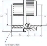 Śrubunek klejony, PVCU/ EPDM, 16mm x Rp 3/8"(GW)