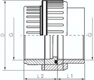 Śrubunek gwintowany, PVCU/ FPM, Rp 3"(GW)