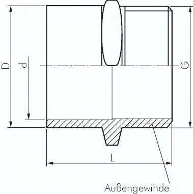 Nypel gwintowany, klejony, PVCU, 40x50mm-Rp 1"(GZ)