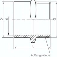 Nypel gwintowany, klejony, PVCU, 40x50mm-Rp 1"(GZ)