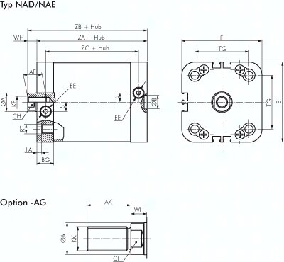 Siłownik dwustronnego działania ISO21287, D20x80 - Airtec