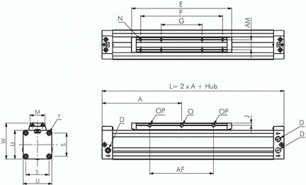 Siłownik beztłoczyskowy D25x800, standardowy - Air-com