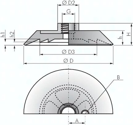 Ssawka plaska, 30x2,5mm, M 5, Silikon (czerwony)