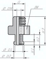 Uchwyt ssawki, Typ H, M 5 (gwint zew.), Aluminium