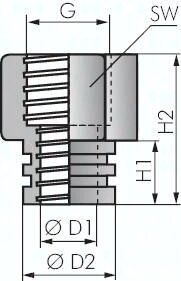 Uchwyt ssawki, Typ K, G 1/4" (gwint wew.), Aluminium