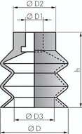 Ssawka mieszkowa, 2,5-krotna, seria P, 9,5x3mm, NBR (czarny)