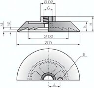 Flachsauger, 150x10,0mm, G 1/ 2", Silikon (grau)