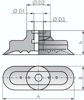 Ssawka owalna, 18 x 6mm, Hub 1mm, Silikon (przezroczysty)