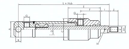 Silownik hydrauliczny, Ø 30/18, skok 400, z gwintem zewnetrznym