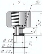 Uchwyt ssawki, Typ H, G 1/8" (gwint wew.), Aluminium