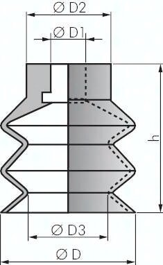 Ssawka mieszkowa, 2,5-krotna, seria P, 30,0x13mm, Silikon (czerwony)