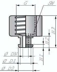 Uchwyt ssawki, Typ F, G 1/8" (gwint wew.), Aluminium