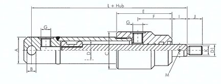 Silownik hydrauliczny, Ø 25/16, skok 300, z gwintem zewnetrznym