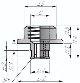 Uchwyt ssawki, Typ C, M 5 (gwint wew.)/G 1/8" (gwint zew.), Aluminium
