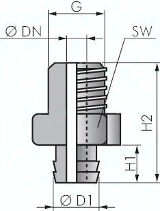 Uchwyt ssawki, Typ F, G 1/8" (gwint zew.), Aluminium