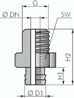 Uchwyt ssawki, Typ F, G 1/8" (gwint zew.), Aluminium