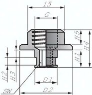 Uchwyt ssawki, Typ D, G 1/8" (gwint wew.), Aluminium